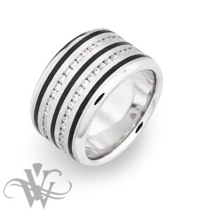 F58 RING WITH CHANNEL SET DIAMONDS AND RUBBER INLAYS #2947