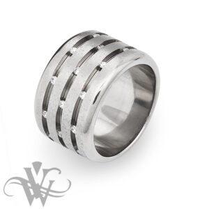 TITANIUM F58 RING WITH SCATTERED DIAMONDS # T336