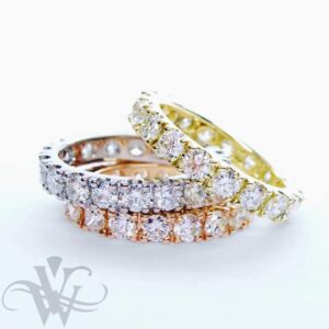 FULL ETERNITY BANDS SET WITH ROUND BRILLIANT CUT DIAMONDS - YELLOW | WHITE | ROSE GOLD #3739