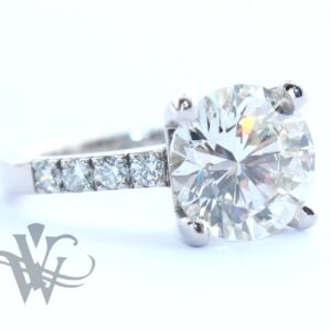 PLATINUM LUMIERE RING WITH DIAMONDS ON THE BAND #3845