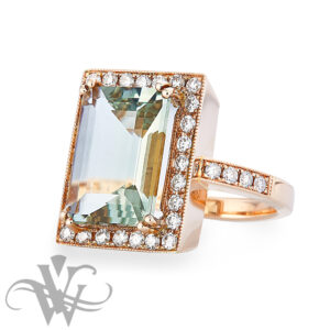 PRASIOLITE AND DIAMONDS SET IN ROSE GOLD #3136