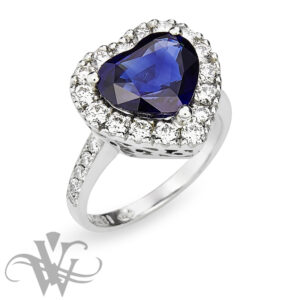 HEART SHAPED SAPPHIRE WITH DIAMONDS #2971