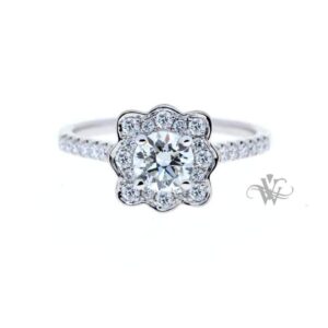 18CT WHITE GOLD ART NOUVEAU RING SET WITH DIAMONDS #3649