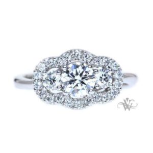 TRILOGY DIAMOND RING WITH A HALO OF DIAMONDS #3019