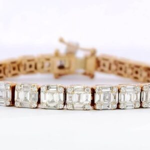 ROSE GOLD BRACELET WITH BAGUETTE AND ROUND DIAMONDS #B1019