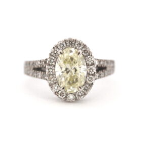 PLATINUM RING WITH YELLOW OVAL DIAMOND #3860