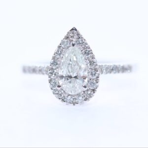 PEAR SHAPED DIAMOND SET IN PLATIUNUM WITH 22 ROUND DIAMONDS #3844