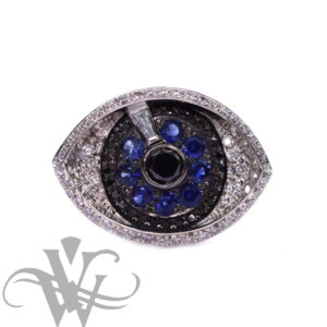18CT WHITE GOLD EVIL EYE RING #8803