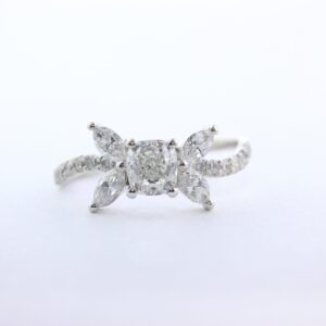 CUSHION CUT CENTRE DIAMOND WITH MARQUISE DIAMONDS #3980