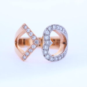 WHITE AND ROSE GOLD DIAMOND HEART BAND #3061