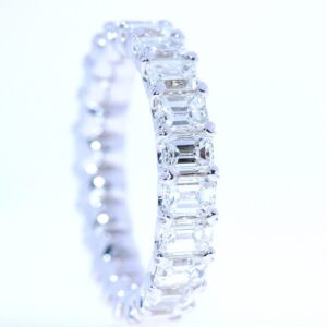 FULL ETERNITY BAND CLAW SET WITH EMERALD CUT DIAMONDS #3577