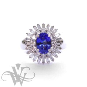 TANZANITE SET WITH BAGUETTE CUT AND ROUND DIAMONDS #1071