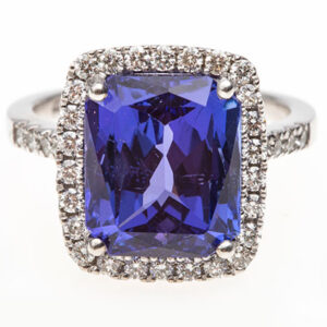 CUSHION CUT TANZANITE WITH DIAMONDS #1998