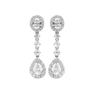 OVAL, PEAR AND ROUND DIAMOND DROP EARRINGS #E765