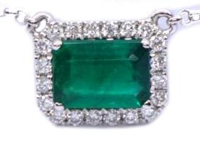 EMERALD AND DIAMOND PENDANT #C1690