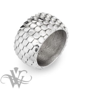 WHITE GOLD KOI FISH SCALE BAND #2599