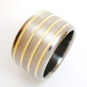 TITANIUM F58 RING WITH GOLD INLAYS #T90