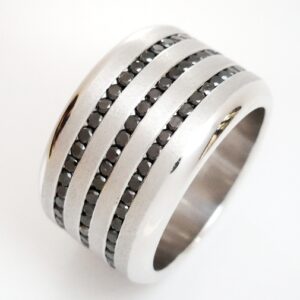 F58 RING WITH CHANNEL SET BLACK DIAMONDS #1377