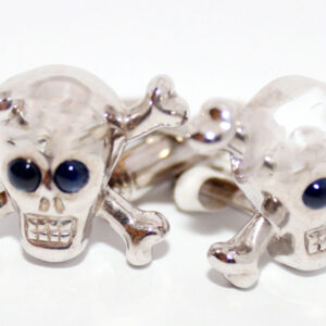 SKULL CUFFLINKS WITH SAPPHIRES #S179