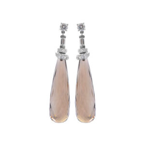 SMOKY QUARTZ AND DIAMOND DROPS #E1336
