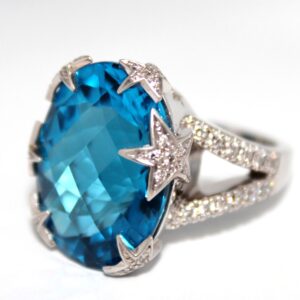 SWISS BLUE TOPAZ SET IN DIAMOND STARS #2495