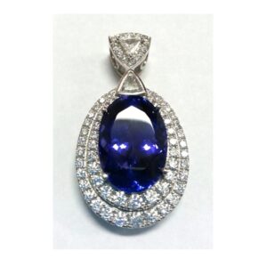 TANZANITE PENDANT WITH TRILLIANT AND ROUND DIAMONDS #P1350